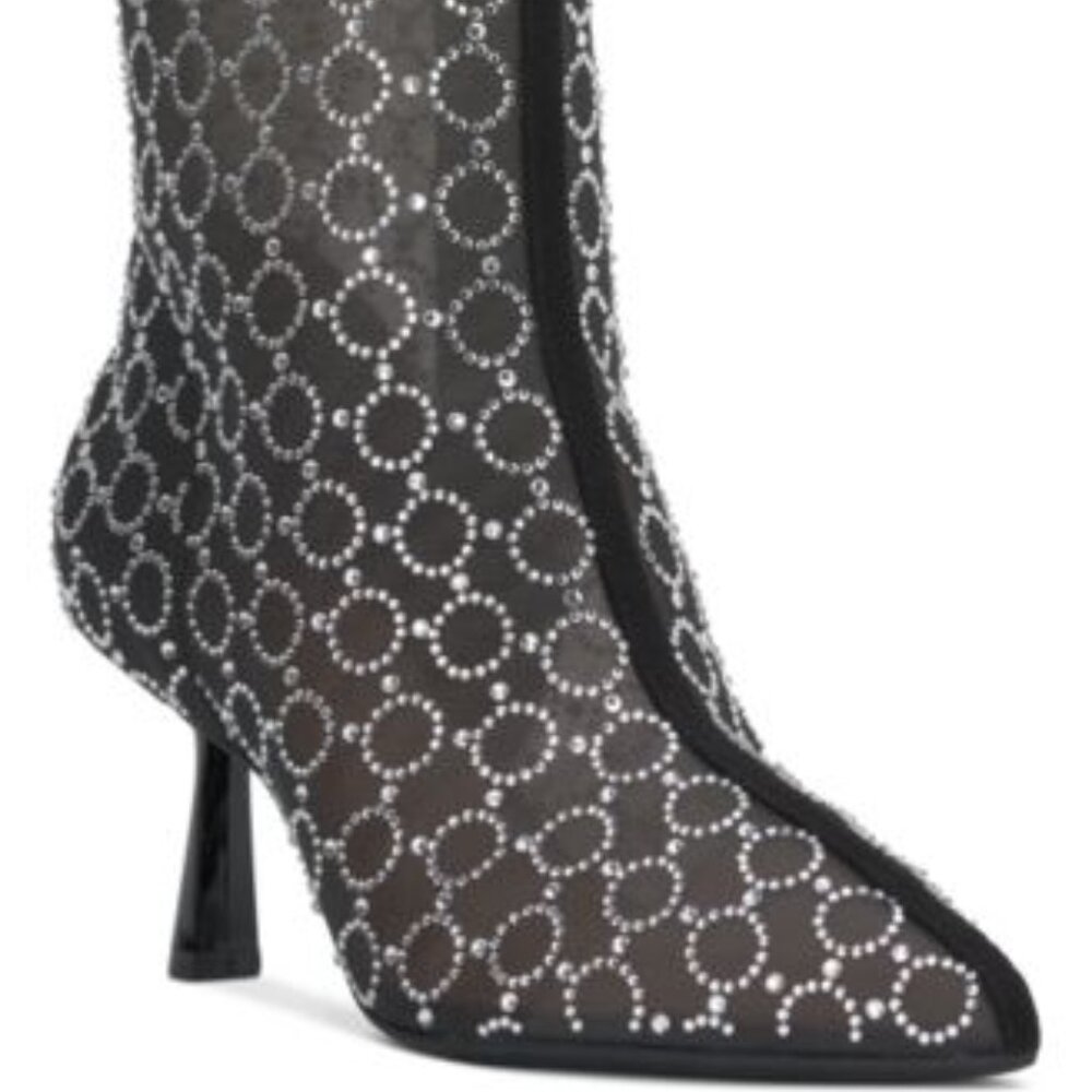New INC International Concepts Darissa heeled bootie black mesh sexy 6.5 9 9.5